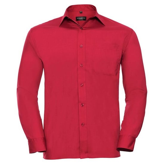 Russell Collection Mens Poplin Easy-Care Long-Sleeved Shirt (Classic Red) - Image 1