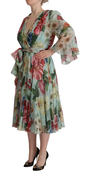 Vestido Larga Conjunto de Seda Verde Multicolor para Mujer de Dolce & Gabbana - Image 2