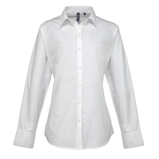 Premier Womens/Ladies Supreme Heavy Poplin Long Sleeve Work Shirt (White) - Image 1