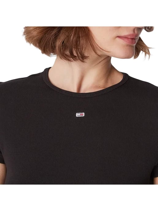 Camiseta Universal Essential Côtelé Tommy Hilfiger para mujer en negro - Image 2