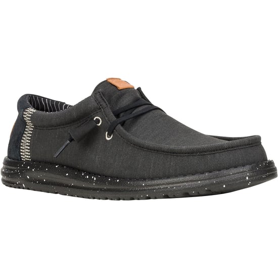 HEYDUDE Wally Elevated Basics Canvas Men's Black Boat Shoes - Image 1