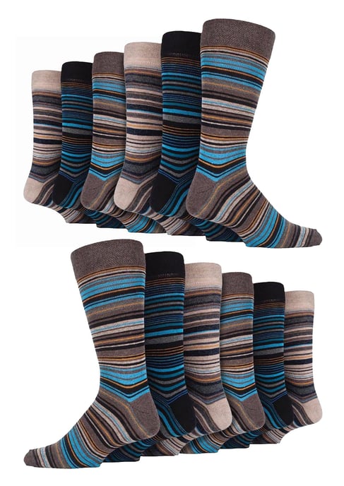 12 Pares Multipack Calcetines de Algodón a Rayas de Colores para Hombre - Bangkok - Image 1
