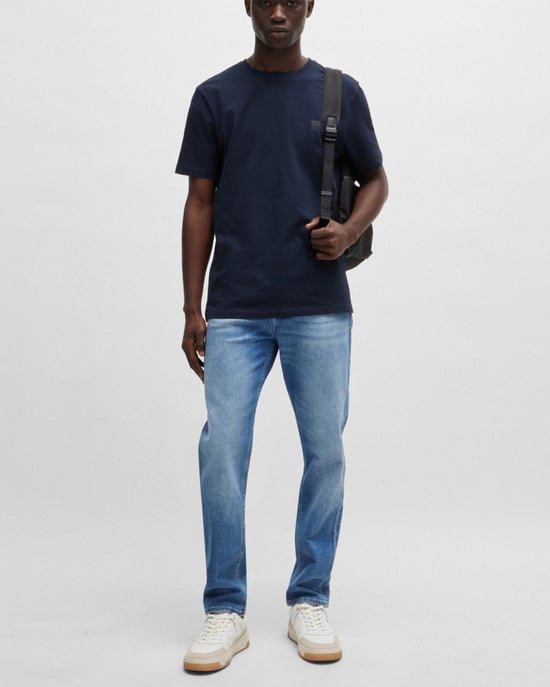 BOSS Orange Taber BC-C Mens Tapered Fit Jeans in Bright Blue Comfort-Stretch Denim NOS