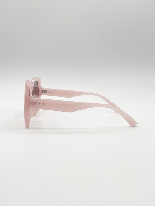 Oversized Rounded Angular Sunglasses in Pink