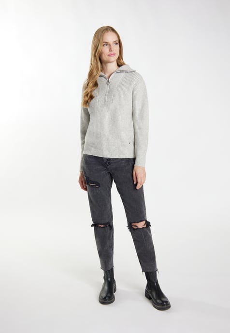 Dreimaster Knitted pullover women Grey melange - Image 2