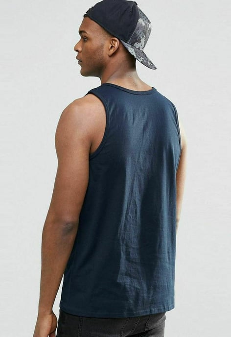 Camiseta sin mangas con chaleco deportivo para gimnasio en azul marino con logo bordado de Nike para hombre - Image 2