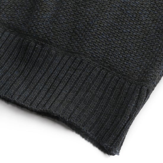 Men's Winter Transition Cardigan with Hood Lined Chunky Knit Hooded Warm Jacket Navy - Image 5