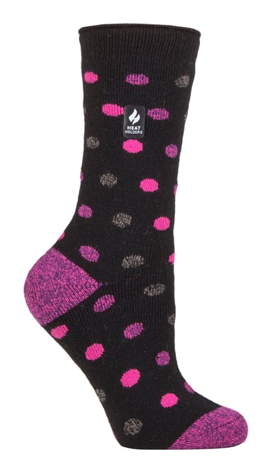 Heat Holders Lite - Calcetines Térmicos Aislantes para Mujer | Múltiples Diseños Incluyendo Rayas Argyle Corazones Estrellas | Calcetines Calientes para el Invierno - Negro/Baya (Málaga) - Image 1