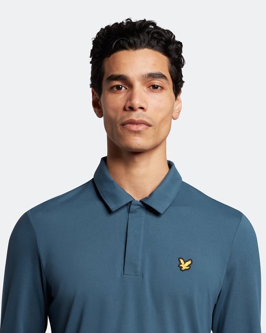 Camisa polo de manga larga con botones ocultos Lyle & Scott en marino - Image 4