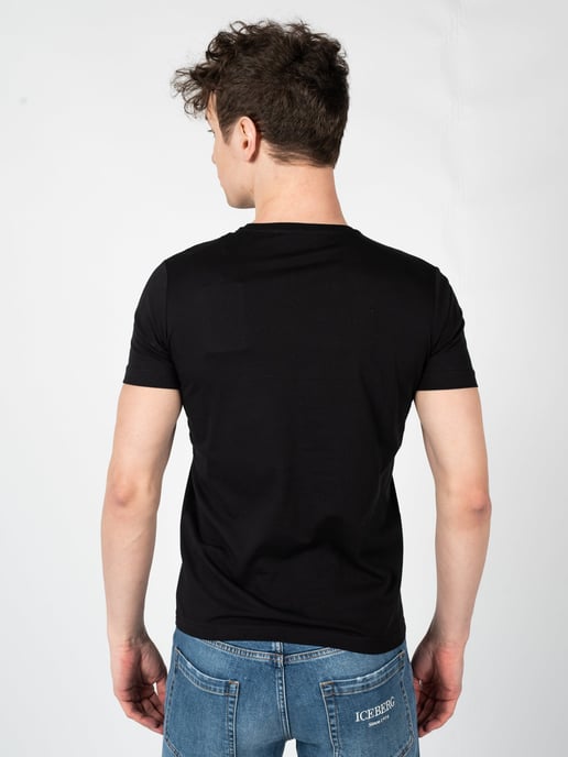 Iceberg T-Shirt C-Neck del hombre negro - Image 4