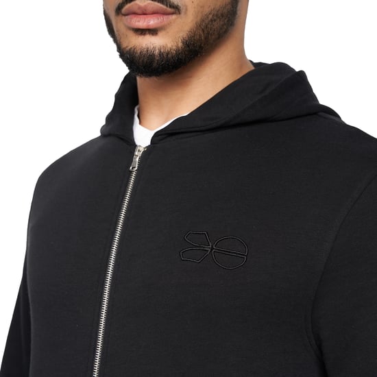 Crosshatch Mens Braxson Full Zip Hoodie (Black) - Image 3