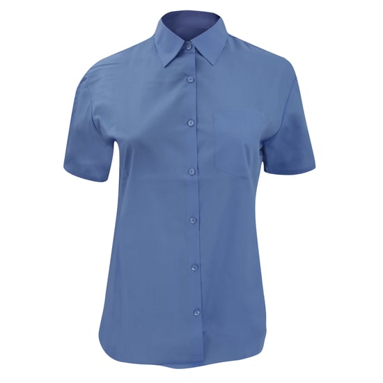 Russell Collection Ladies/Womens Short Sleeve Poly-Cotton Easy Care Poplin Shirt (Corporate Blue) - Image 2