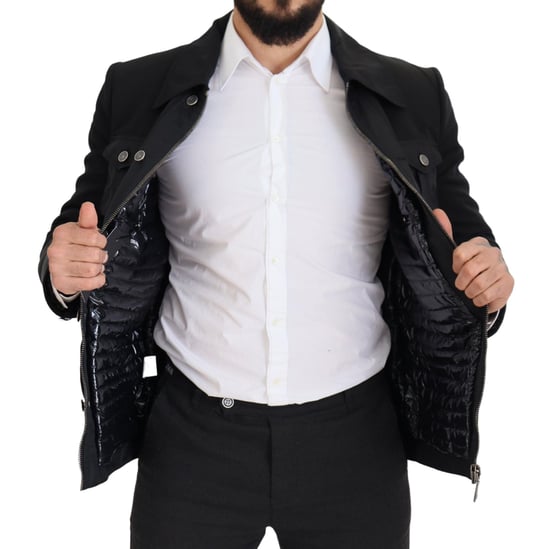 Chaqueta de Hombre de Lana Negra con Cuello y Cierre Completo Dolce & Gabbana - Image 2
