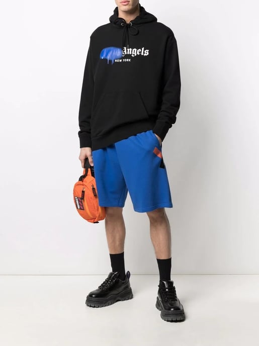 Sudadera negra con logo spray azul de Palm Angels New York - Image 5