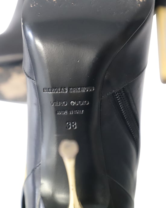 Nicholas Kirkwood Hexagon Ankle Boots in Black Leather - Image 6