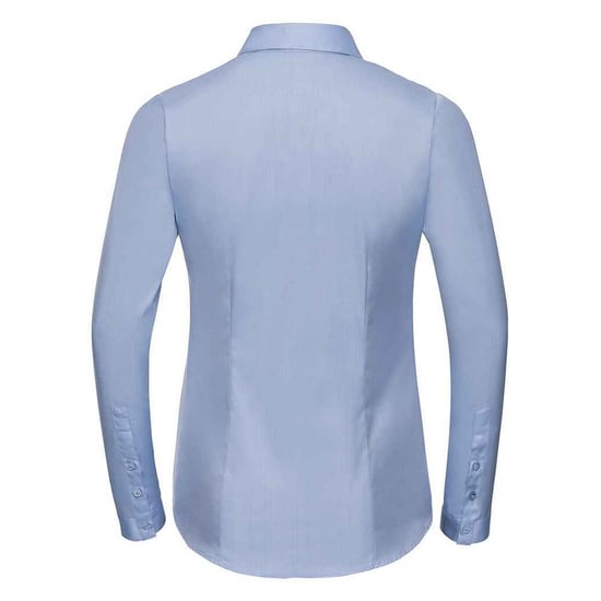 Russell Collection Womens/Ladies Herringbone Long-Sleeved Formal Shirt (Light Blue) - Image 2