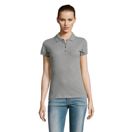 SOLS Womens/Ladies Passion Pique Short Sleeve Polo Shirt (Grey Marl) - Image 4