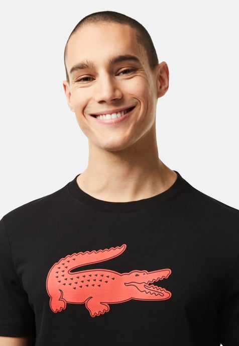 Lacoste SPORT 3D print crocodile jersey T-shirt for men in black and red