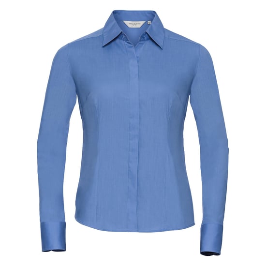 Russell Collection Ladies/Womens Long Sleeve Poly-Cotton Easy Care Fitted Poplin Shirt (Corporate Blue) - Image 1