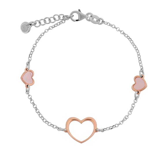 Orphelia 'Mada' Women's 925 Sterling Silver Set: Chain + Bracelet + Earrings - Silver/Rose SET-7389 - Image 4