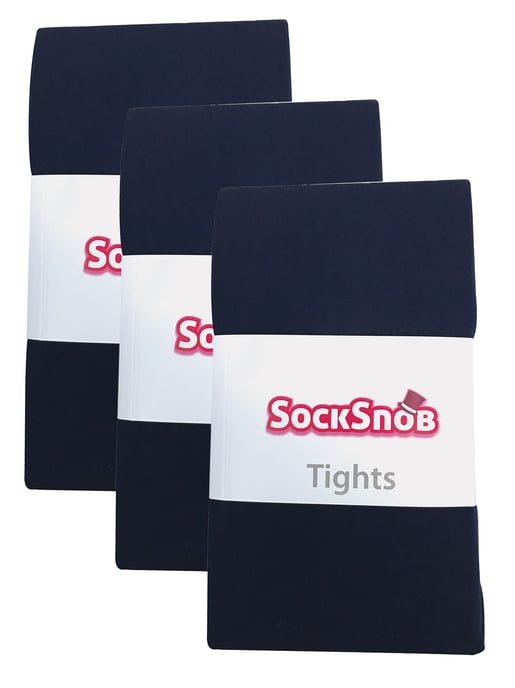 3 Pares de Mallas Opacas de 80 Denier para Mujer | Sock Snob | Plain Block Colour Tights - Azul Marino - Image 2