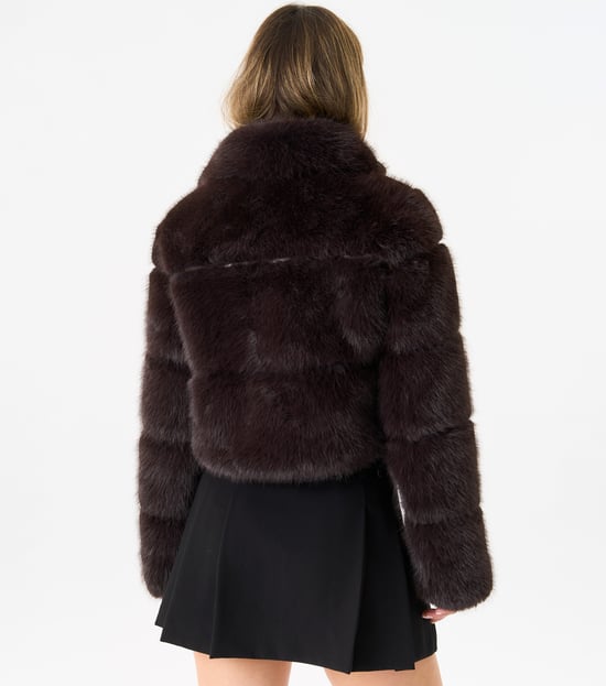 Panel Faux Fur Cropped Jacket