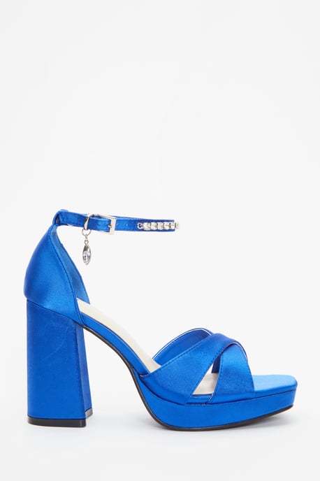 Royal Blue Platform Heeled Sandals