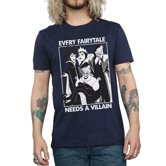 Disney Mens Every Fairy Tale Needs A Villain Cotton T-Shirt (Navy Blue)