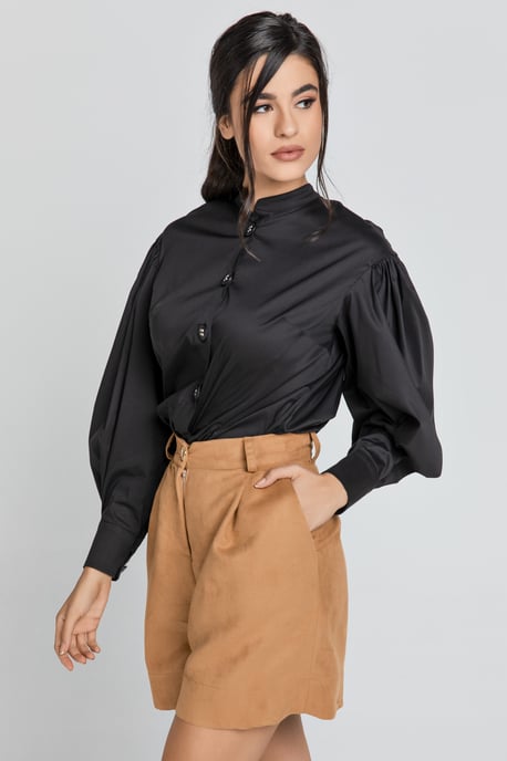 Taupe Faux Leather Bermuda Shorts