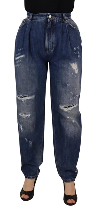 Pantalones de mujer de corte holgado de talle alto en azul lavado de Dolce & Gabbana - Image 1