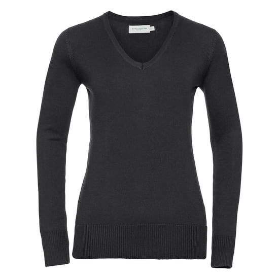 Russell Collection Ladies/Womens V-Neck Knitted Pullover Sweatshirt (Black) - Image 1