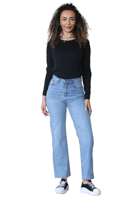 Vaqueros de cintura alta y pierna ancha MYT para mujer en azul claro - Image 6