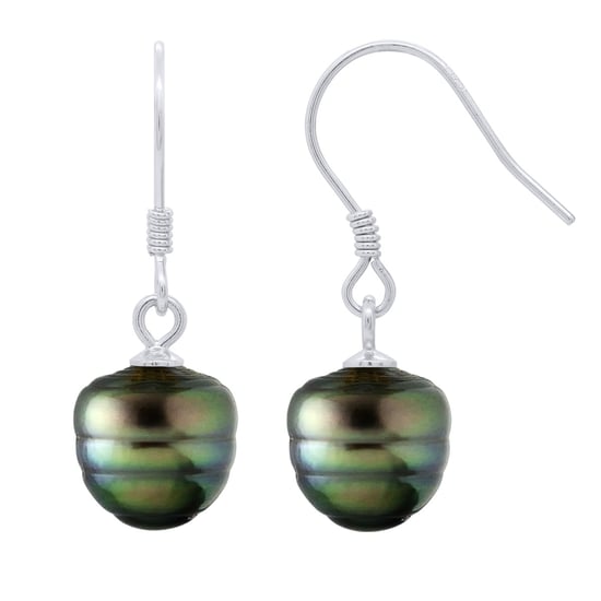Earrings of Silver 925 and Real Cultured Tahiti Pearls Circled 9-10 mm - Image 1