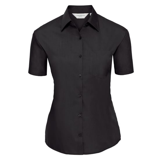 Russell Collection Womens/Ladies Classic Polycotton Easy-Care Short-Sleeved Shirt (Black) - Image 1