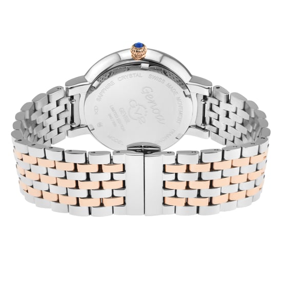 GV2 Genoa 12535 Reloj de acero inoxidable de dos tonos con diamantes de nácar y cuarzo suizo para mujer - Image 2