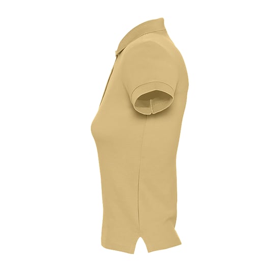 SOLS Womens/Ladies People Pique Short Sleeve Cotton Polo Shirt (Sand) - Image 3