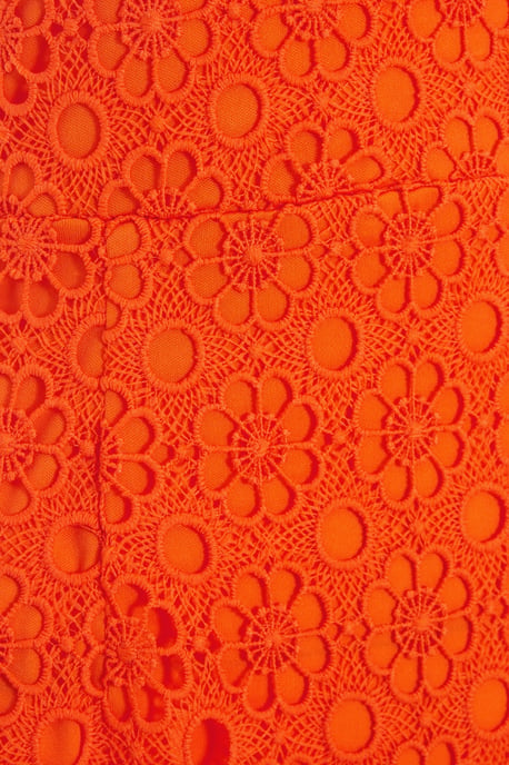 Orange Embroidered Tie Back Mini Dress
