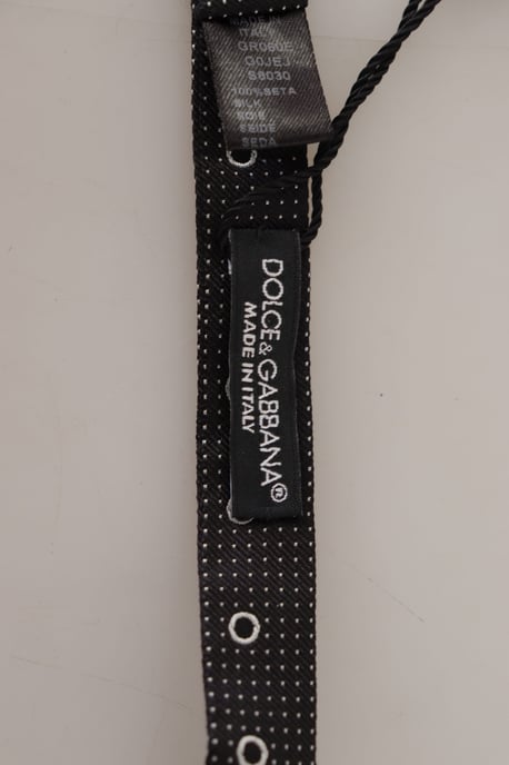 Corbata Papillon para Hombre de Seda 100% con Lunares Blancos y Negros de Dolce & Gabbana - Image 5