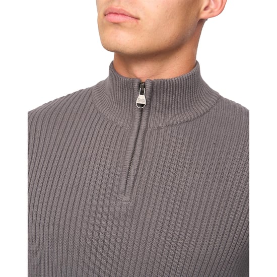 Crosshatch Mens Havaline Knitted Quarter Zip Pullover (Charcoal Grey) - Image 3