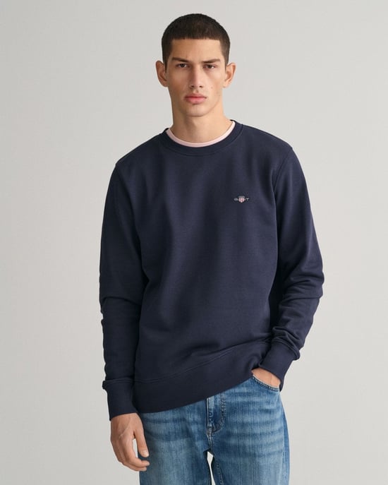 GANT Mens Regular Fit Shield Logo Crew Neck Sweatshirt - Image 1
