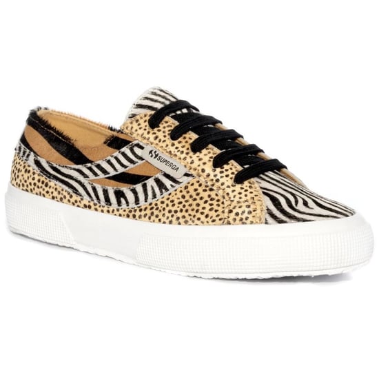 Superga Womens/Ladies 2953 Cotu Animal Print Cowhide Leather Trainers (Brown/Black/White)