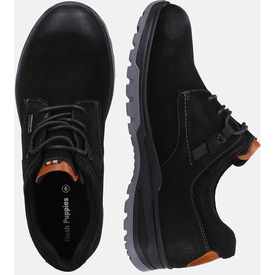 Hush Puppies Pele Leather Men's Black Nubuck Lace-Up Shoes - Image 6