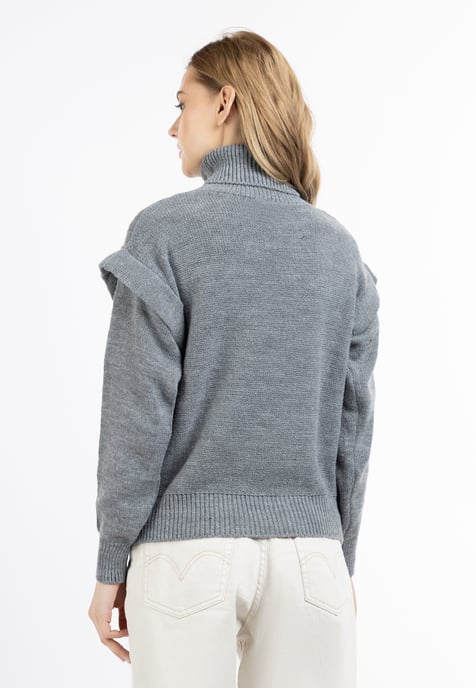 Dreimaster Knitted pullover women dark grey melange - Image 4