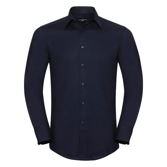 Russell Collection Mens Long Sleeve Easy Care Tailored Oxford Shirt (Bright Navy)