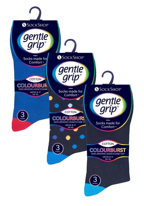 Gentle Grip - 9 Pares de Calcetines de Algodón No Elástico para Hombre - Colourburst Mix 1 - Image 2
