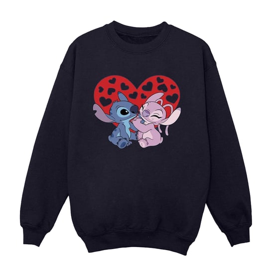 Disney Girls Lilo & Stitch Hearts Sweatshirt (Navy Blue) - Image 1