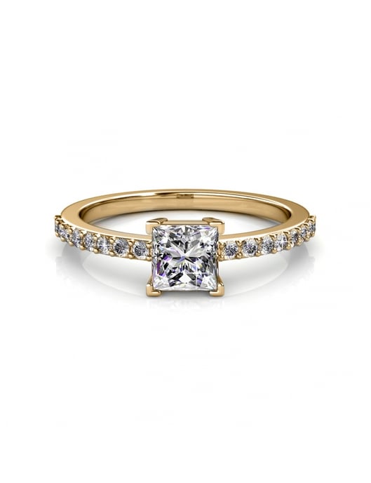 Anillo Cuadrado Simple - Oro y Cristal - Image 3