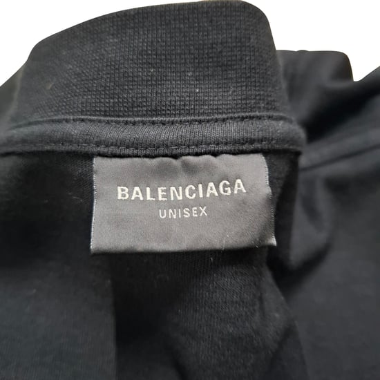 Balenciaga Logo Print Mock Neck T-Shirt in Black Cotton - Image 5