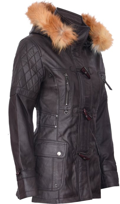 Women's Quilted Leather Park Bag with Hood - Northampton