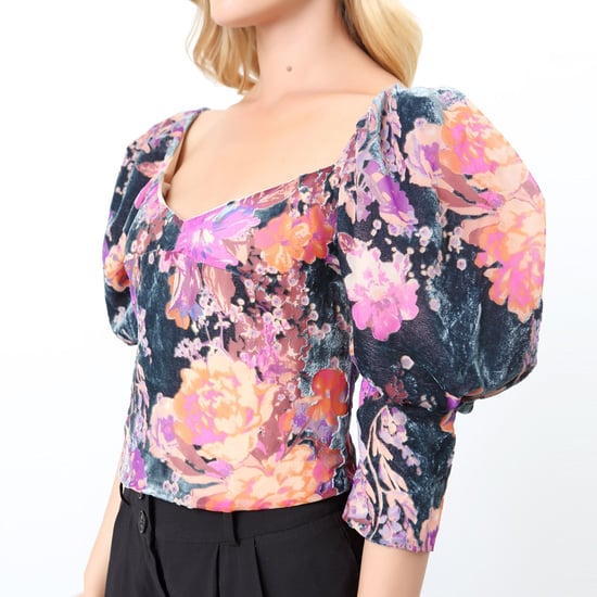 Top style 80's with floral print and puffy sleeves - Image 4